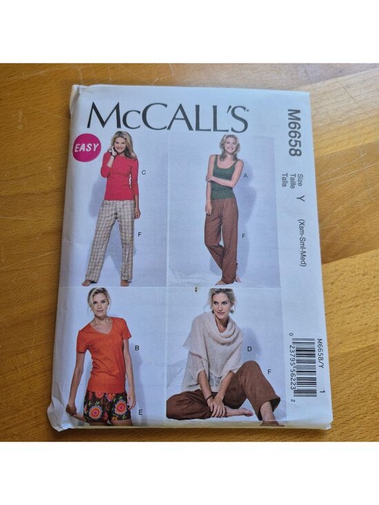 McCall's Other - McCalls M6658 Easy Misses Tops Shorts Pants Sewing Pattern Sizes XS-M
